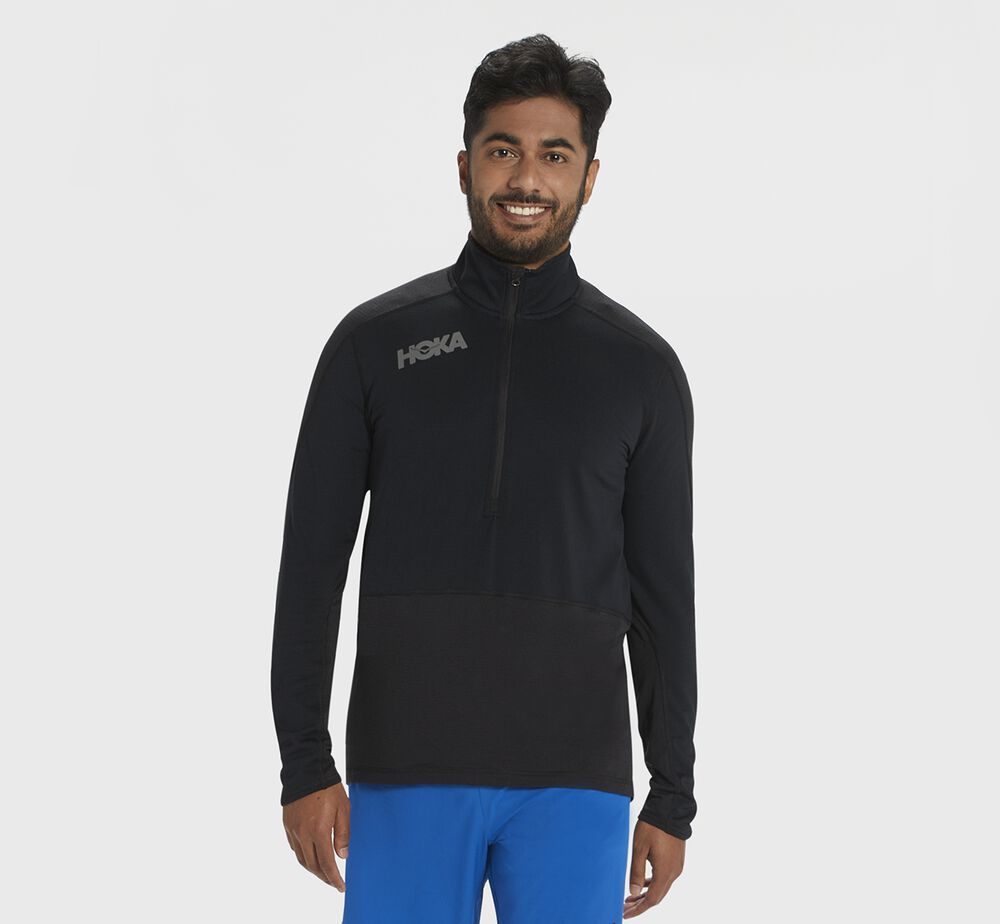 Hoka One One 1/2 Zip Midlayer Herr Svarta - SE-4072615